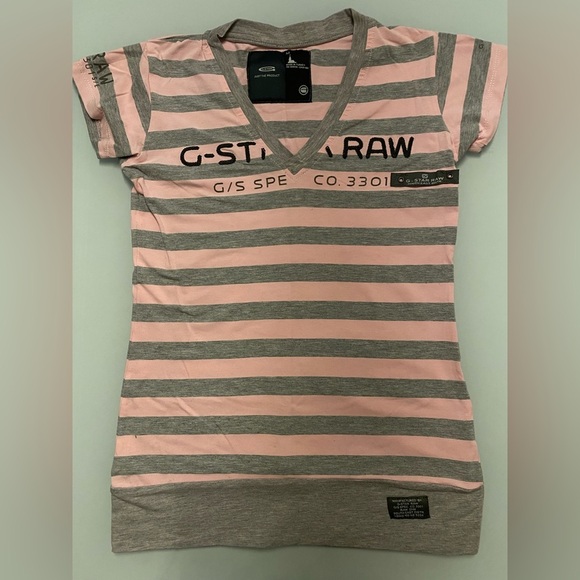 G-Star Striped Pink and Gray T-Shirt size S - Picture 3 of 5